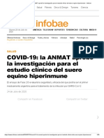 COVID-19 - La ANMAT Aprobó La Investigación para El Estudio Clínico Del Suero Equino Hiperinmune - Infobae PDF