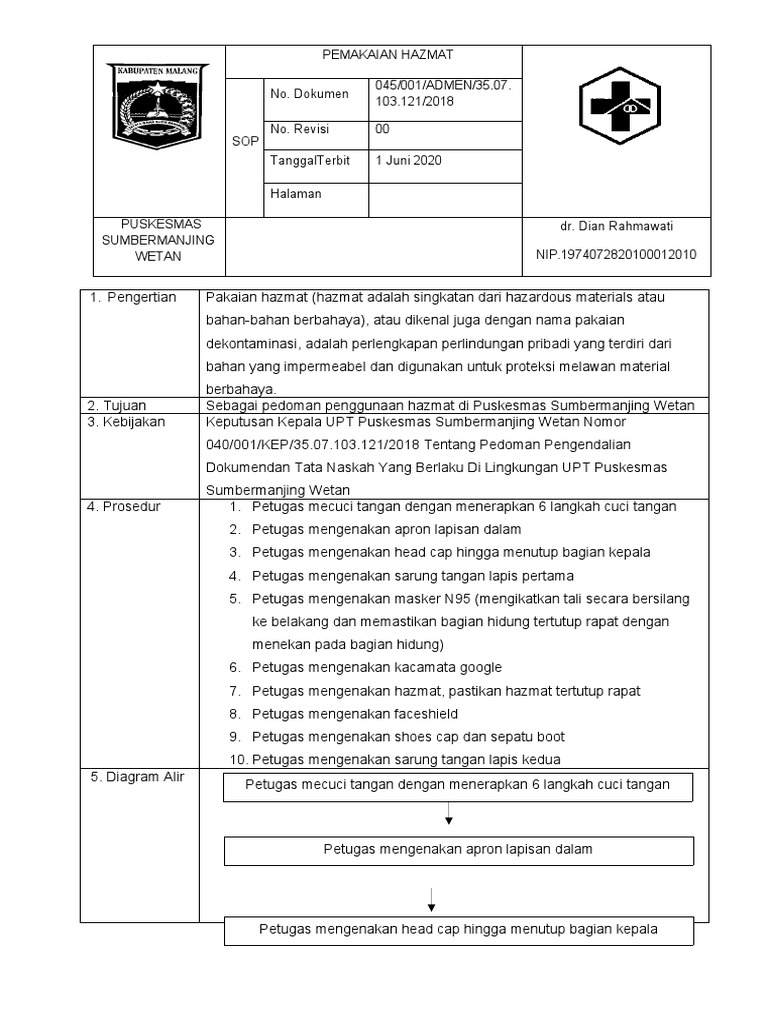 Sop Pemakaian Hazmat PDF