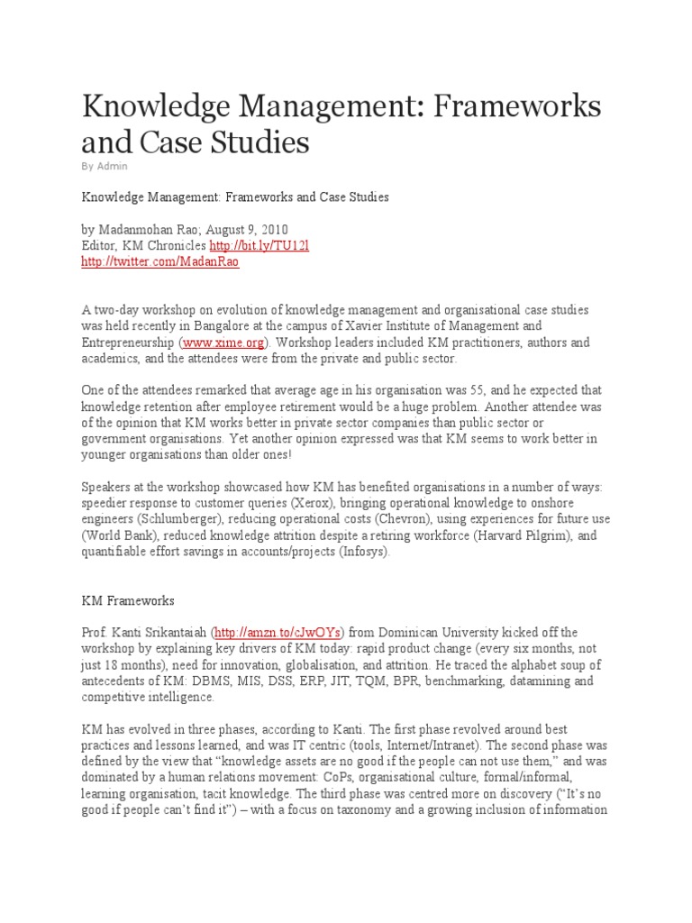 Knowledge Management Case Studies Overview | PDF | Knowledge | Expert