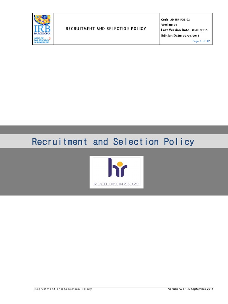 Recruitment and Selection Policy Guide | PDF | Recruitment | Business