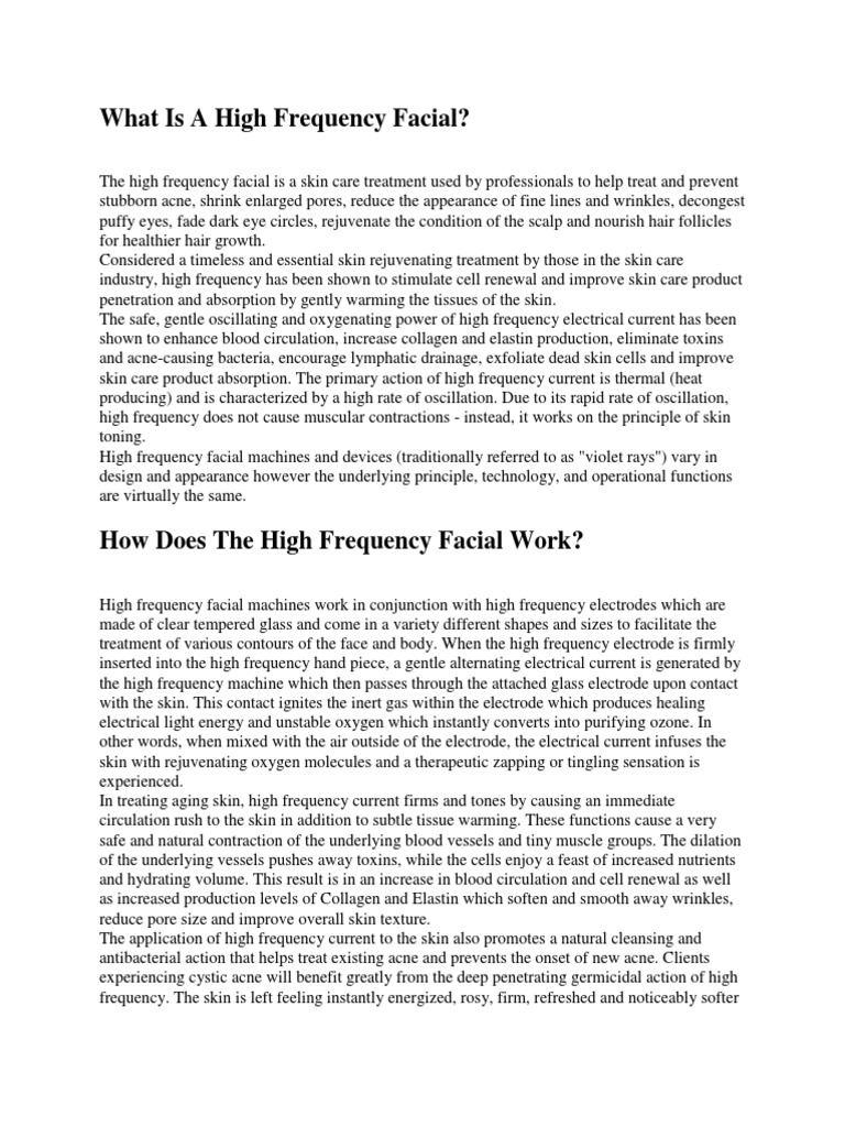 What Is A High Frequency Facial PDF Skin Skin Care