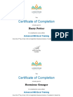 Certificate of Completion: Harry Potter