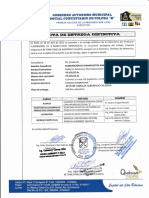 Acta de entrega de consultoría por producto de elaboración de 8 manifiestos ambientales en Colcha K