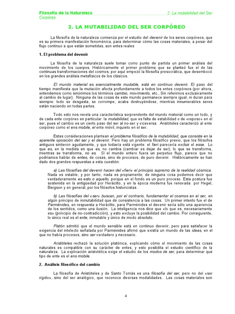 Mutabilidad del Ser Corpóreo | PDF | Aristóteles | Platón