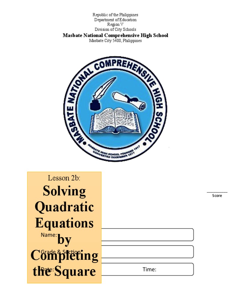 Solving Quadratic Equations Guide | PDF