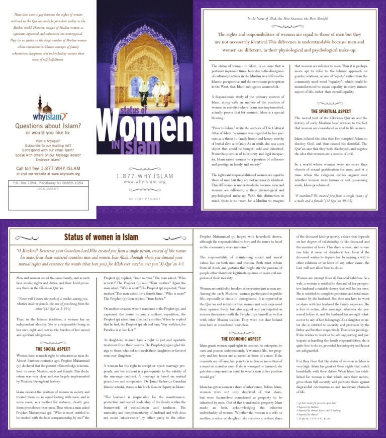 En Status of Women in Islam Poster PDF | PDF | Women In Islam | Women's ...