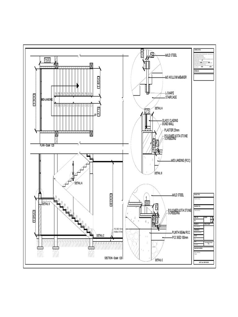 L-Shape Staircase Detail Drawing | PDF | Art Media | Civil Engineering