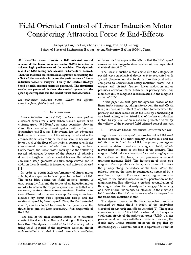 Field Oriented Control of Linear Induction Motor Considering Attraction