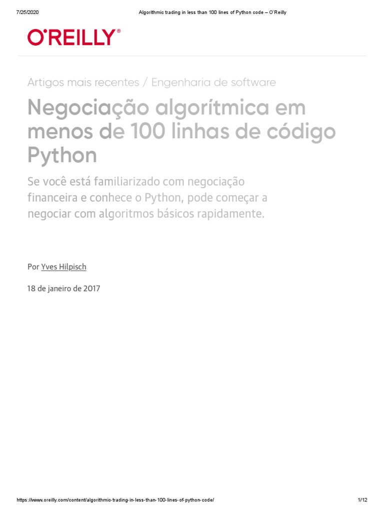 Algorithmic Trading in Less Than 100 Lines of Python Code - O'Reilly ...