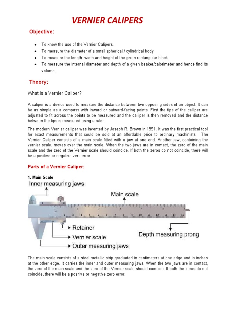 Vernier Calipers Objective PDF Physical Quantities Physics