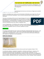 Apprentissage de La Lecture Et Méthodes de Lecture PDF