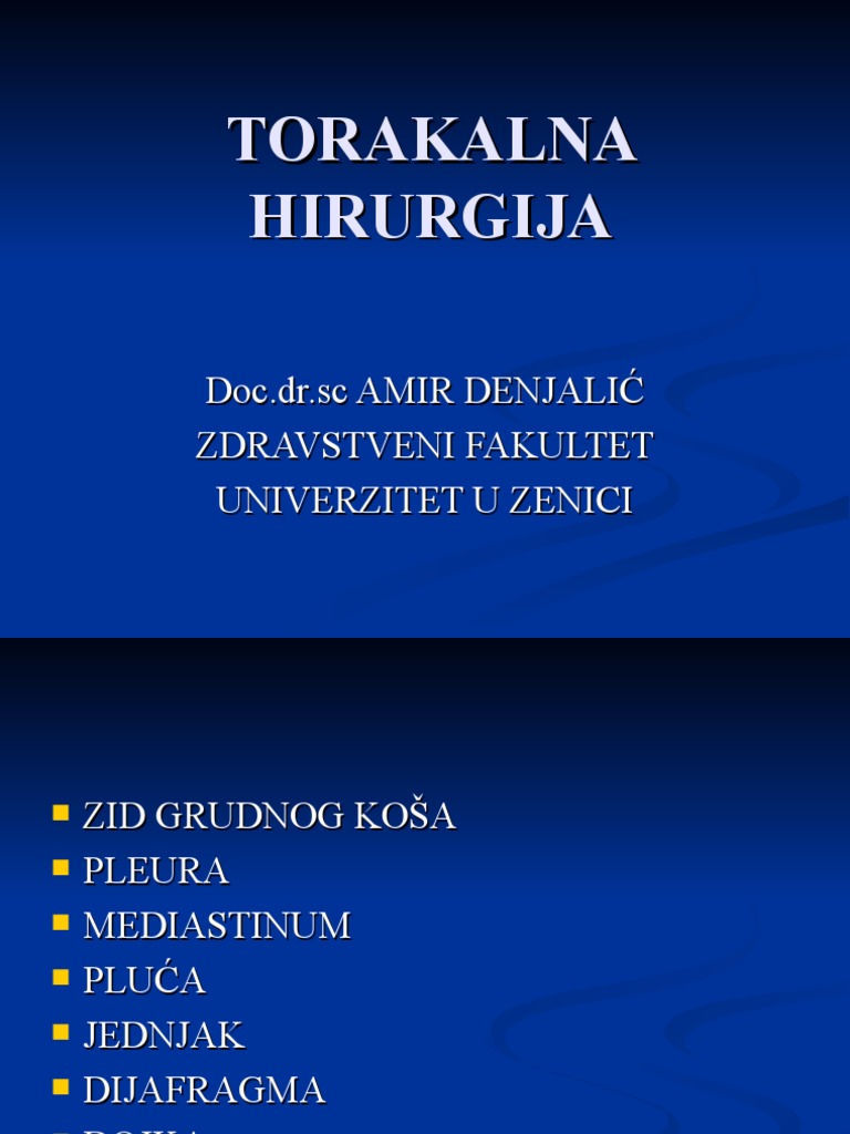 Predavanje 15 - Torakalna Hirurgija | PDF