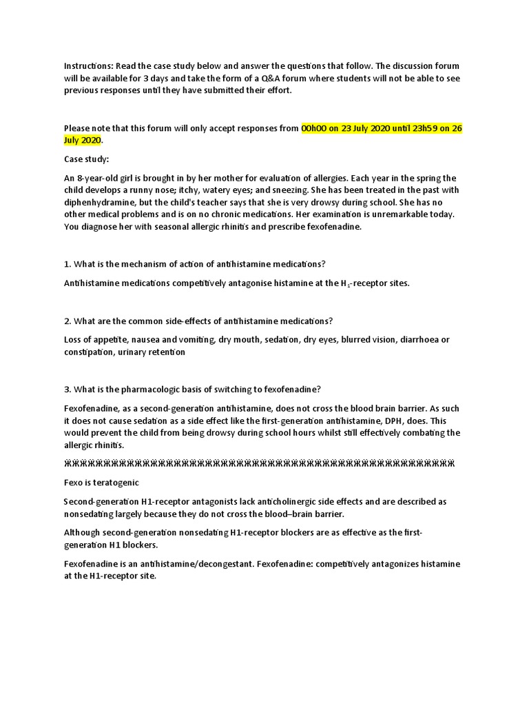 Seasonal Allergic Rhinitis Case Study | PDF