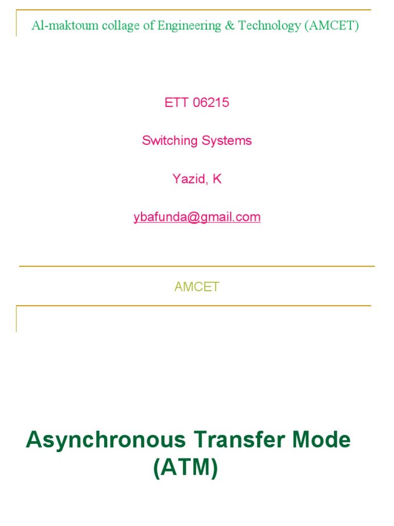 ATM Systems for Engineering Students | PDF | Asynchronous Transfer Mode ...
