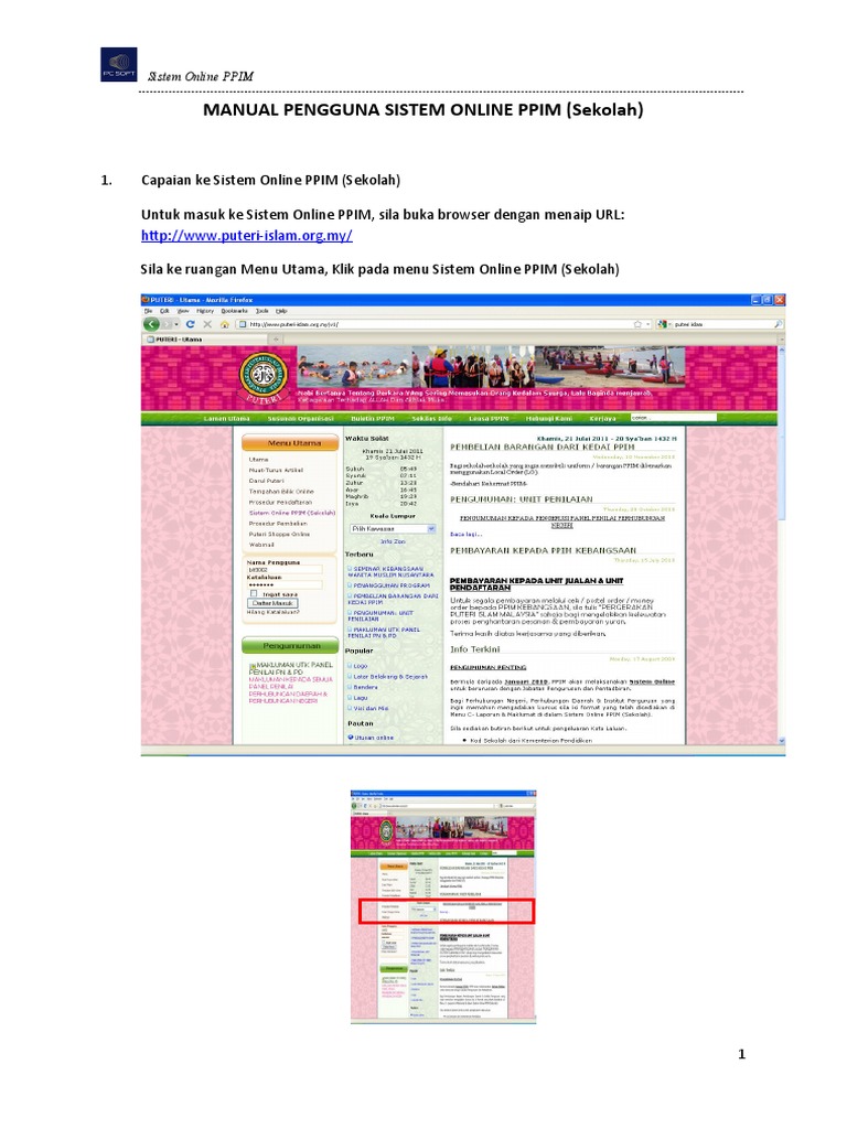 Manual Pengguna Sistem Online Ppim (Sekolah) | PDF