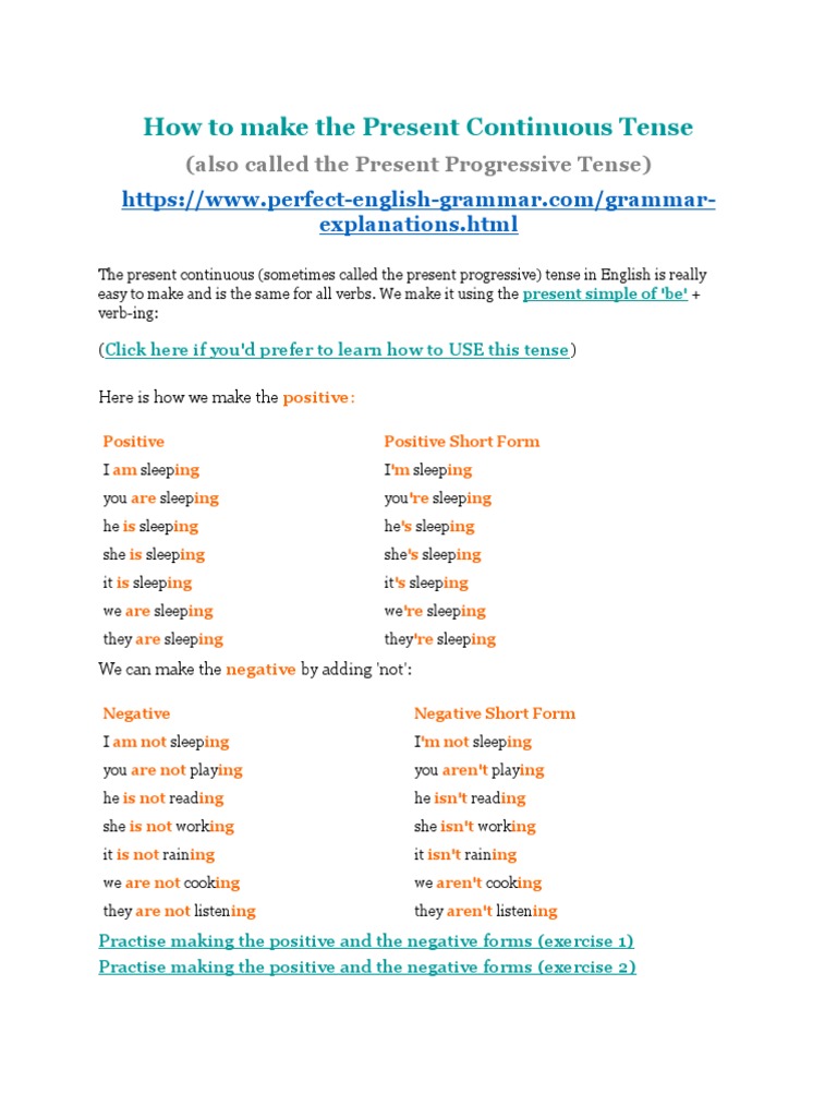 How To Make The Present Continuous Tense | PDF | Grammatical Tense | Verb