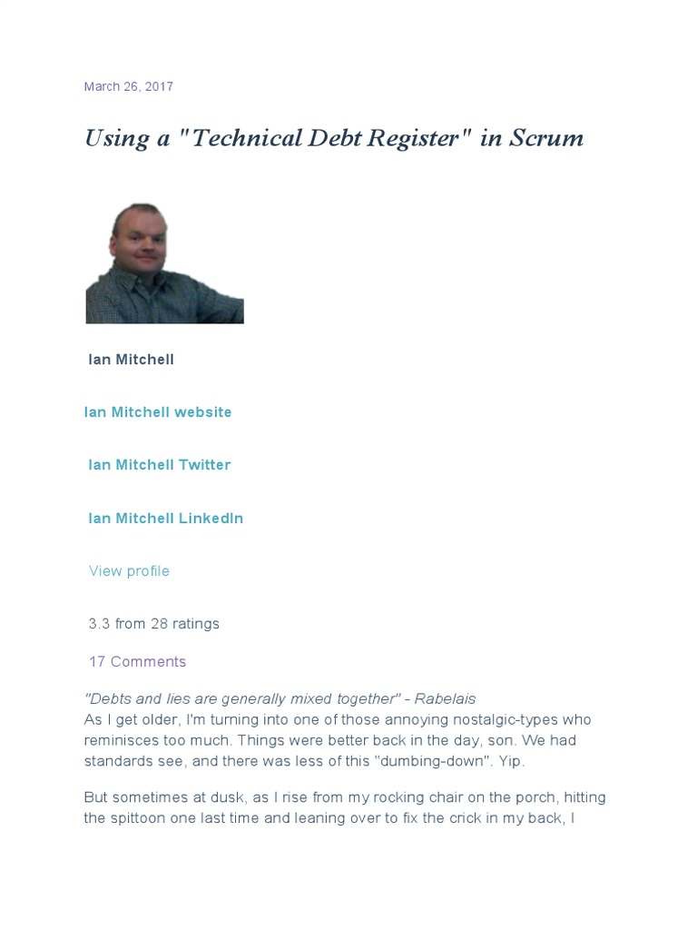 Managing Technical Debt in Scrum | PDF | Scrum (Software Development ...