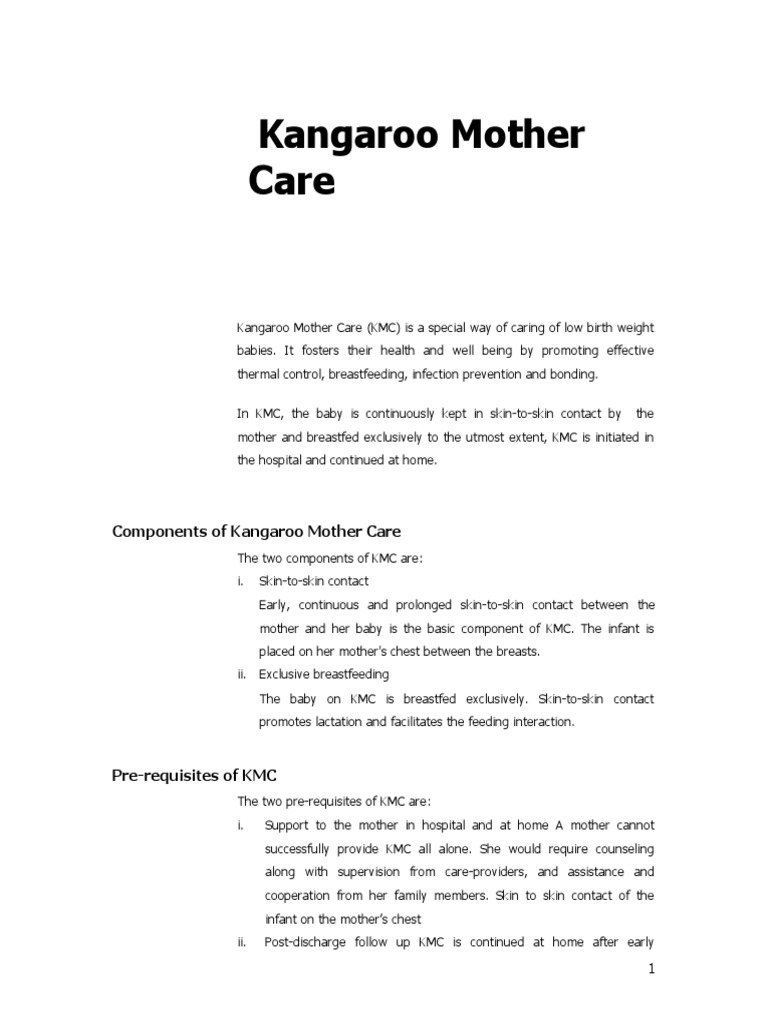 Kangaroo Mother Care | PDF | Breastfeeding | Human Development