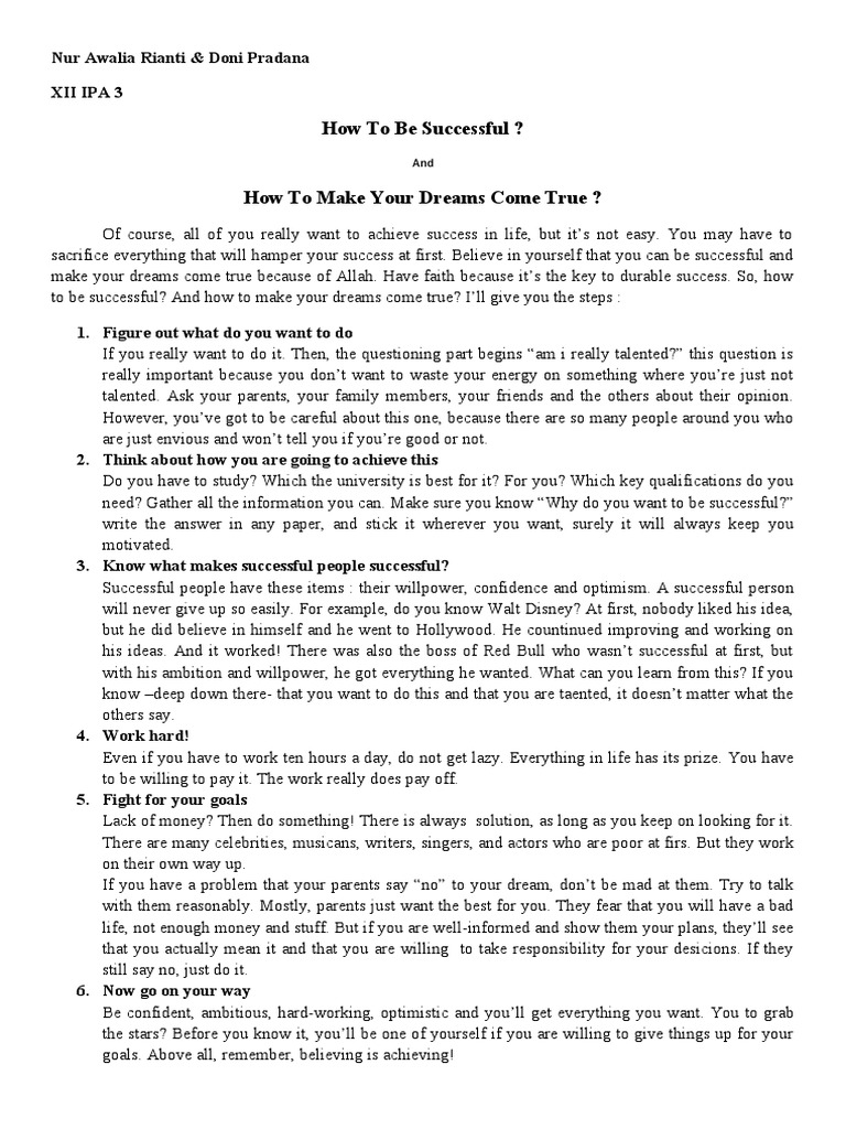 How To Be Successful | PDF | Self-Improvement
