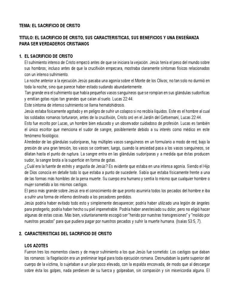 El Sacrificio de Cristo | PDF | La unción | Salvación