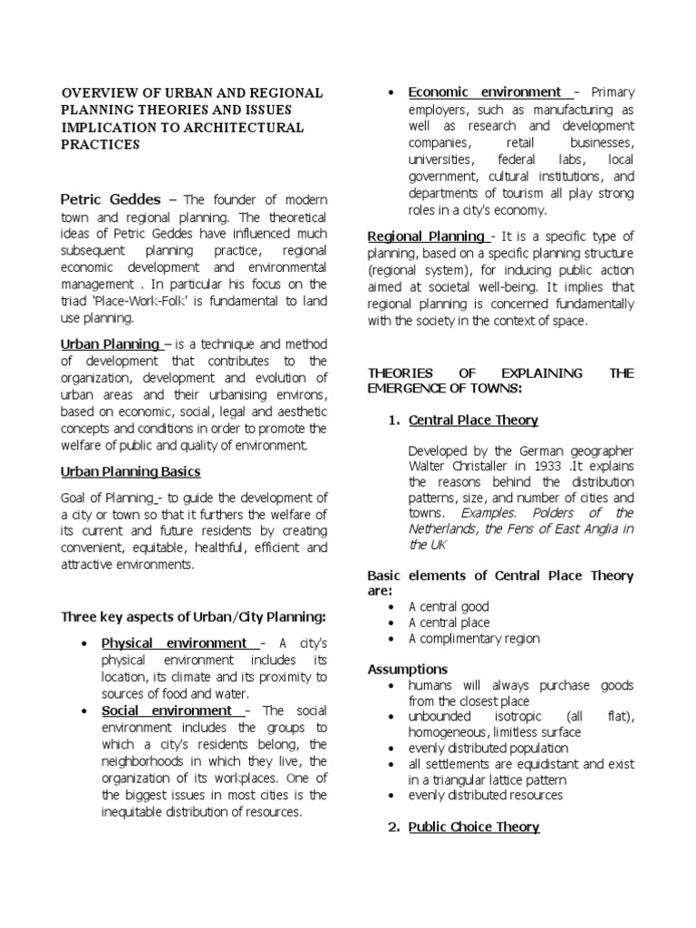 Urban and Regional Planning Theories | PDF | Urban Planning | Economies