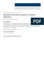 Aprobación del plan de manejo de residuos peligrosos