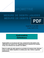 Hydrometrie: Mesure de Debits Liquides Mesure de Debits Solides