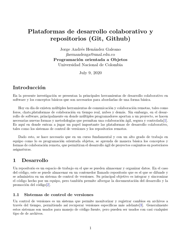 Herramientas de Desarrollo Colaborativo: Git y GitHub | PDF | Control ...