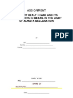 Assignment: Primary Health Care and Its Components in Detail in The Light of Almata Declaration