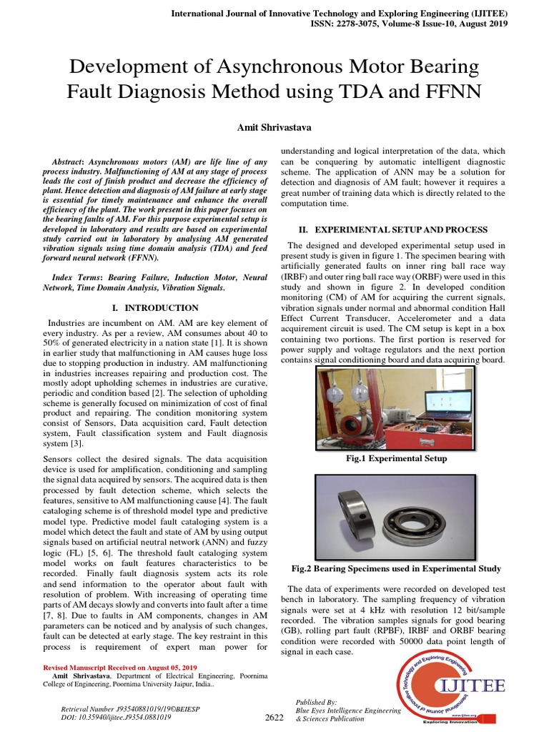 Development of Asynchronous Motor Bearing Fault Diagnosis Method Using ...