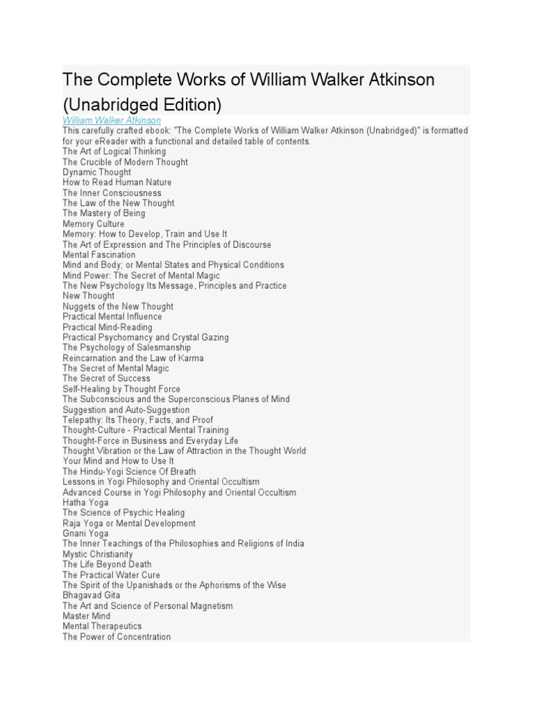 The Complete Works of William Walker Atkinson PDF William Walker