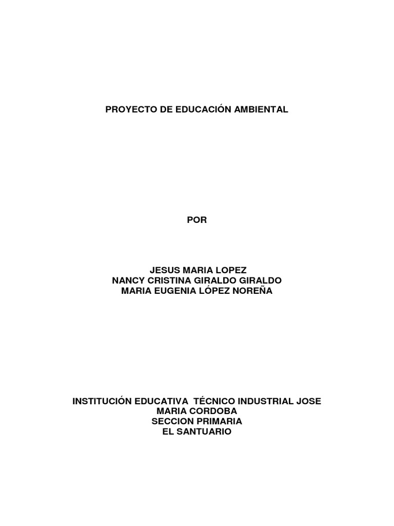 Proyecto de Educacion Ambiental Actualizado 1 PDF | PDF | Residuos ...