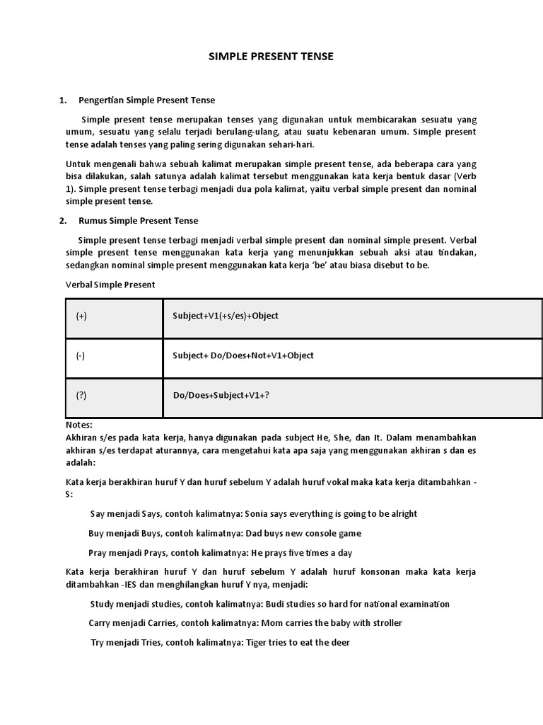Materi Lengkap Simple Present Tense | PDF