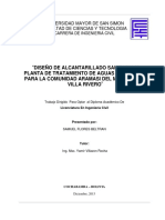 Diseño de Alcantarillado Sanitario Y Planta de Tratamiento de Aguas Residuales para La Comunidad Aramasi Del Municipio de Villa Rivero