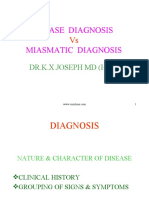 Disease Diagnosis Miasmatic Diagnosis: Dr.K.X.Joseph MD (Hom)