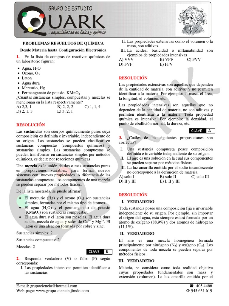 Solucionario 01 Química 2da Pract Cepre Uni 20101 | PDF | Orbital ...
