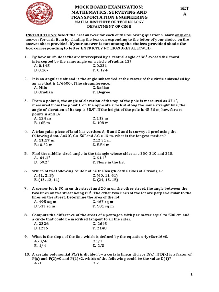Math 165 Mock Exam: Elevation Angles | PDF | Sphere | Angle
