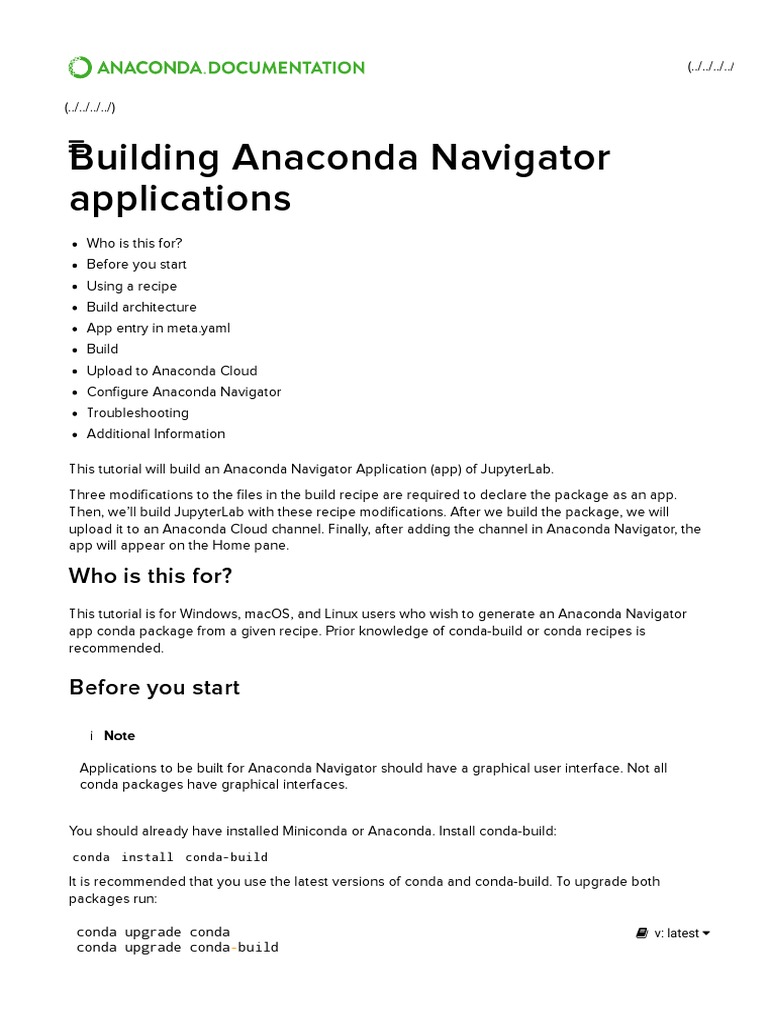 Building Anaconda Navigator Applications - Anaconda Documentation | PDF