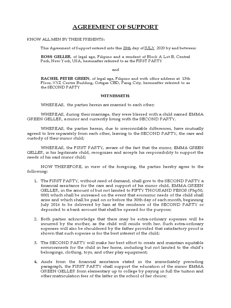 Agreement of Support-Groupwork 2 | PDF | Private Law | Common Law