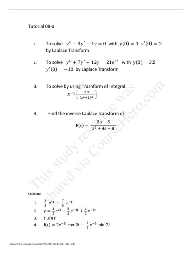 Laplace Transform Differential Equations | PDF | Theoretical Physics ...