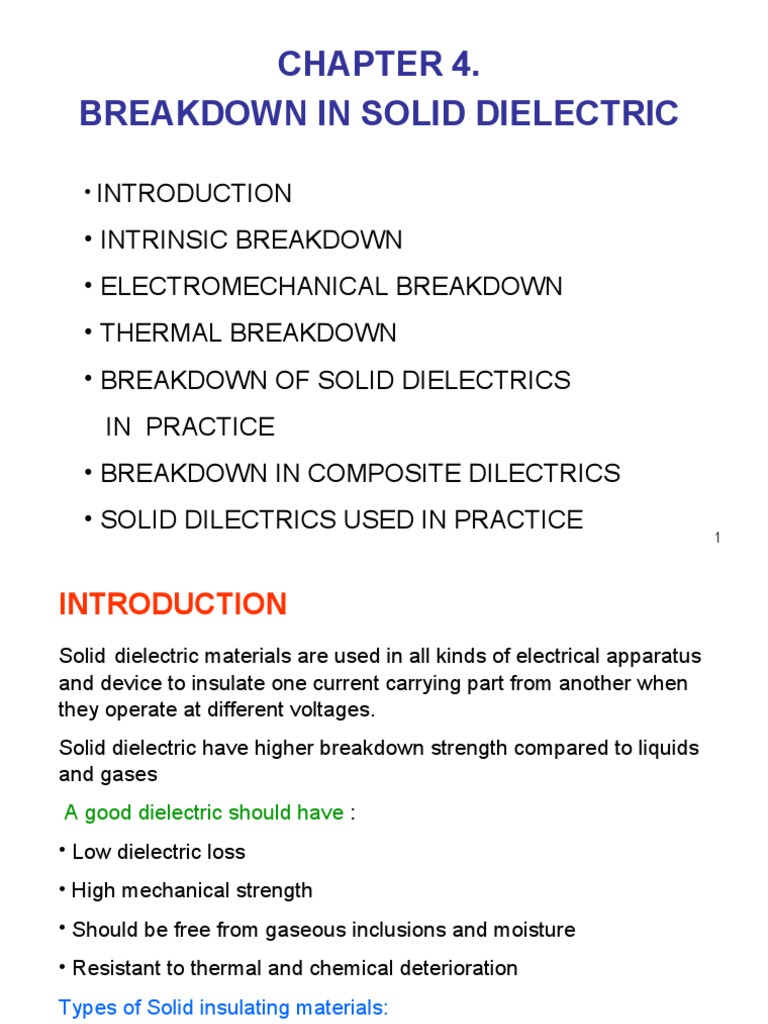 Breakdown Mechanisms in Solid Dielectrics | PDF | Electrical Breakdown ...