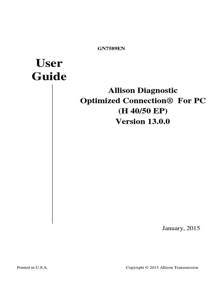 Allison DOC For H40 - 50EP User Guide EN PDF | PDF | Installation ...