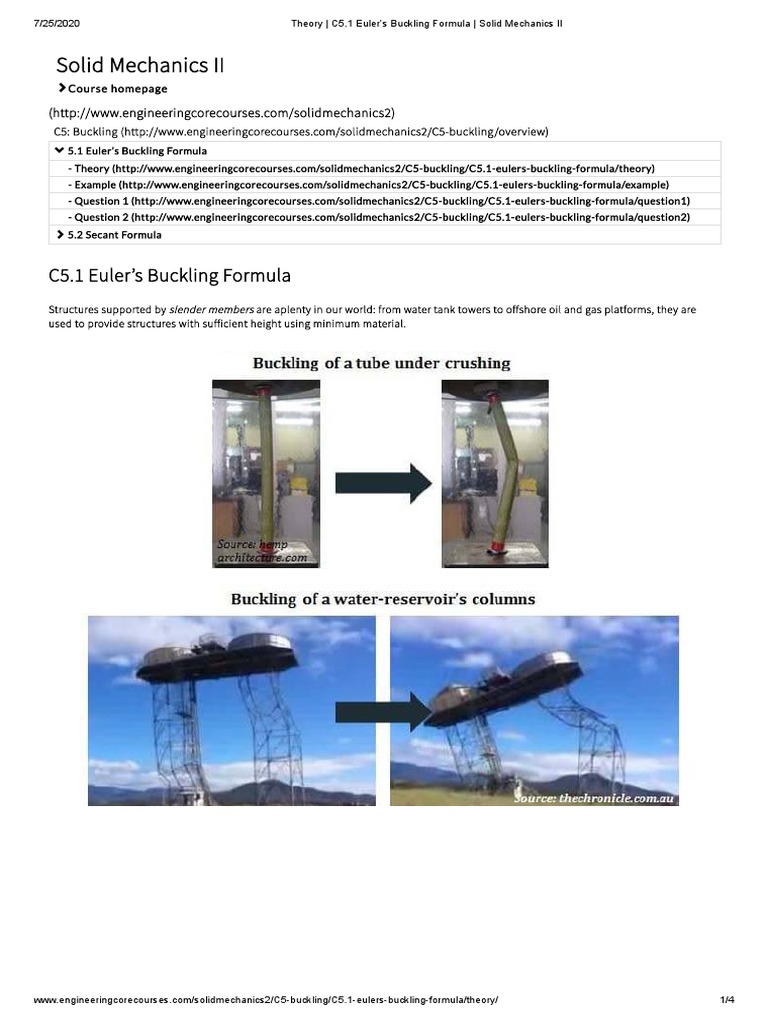 Understanding Euler's Buckling Formula Calculating the Critical