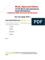 TIME & Work, Pipes and Cistern: SSC CGL 2018 Tier 1