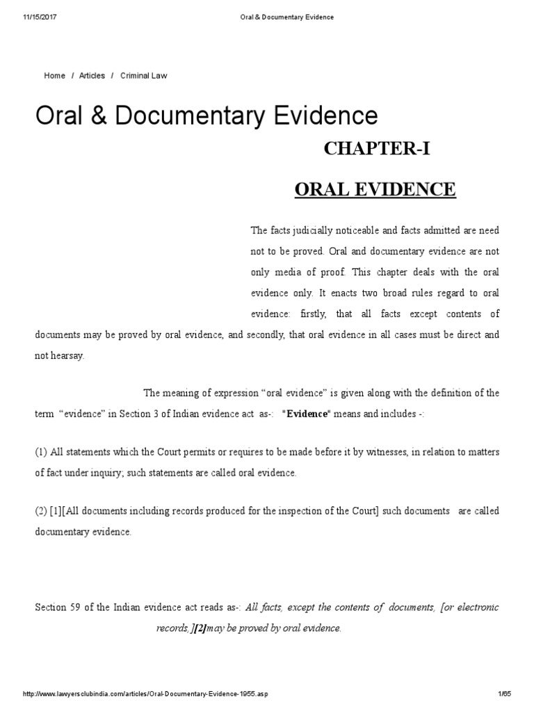 Understanding Oral & Documentary Evidence | PDF | Hearsay | Evidence (Law)