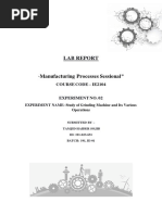 Manufacturing Processes Sessional: Lab Report