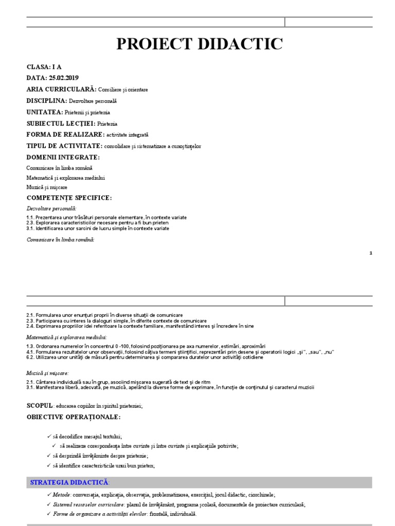 11 Proiect Didactic DP | PDF