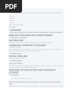 Humanistic Agencies of Education and Contents Studies Naturalism Outstanding Contribution To Education