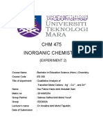 CHM 475 Inorganic Chemistry: (Experiment 2)