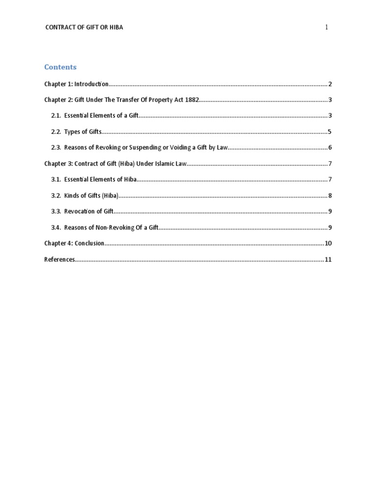 Contract of Gift Hiba PDF Property Sharia